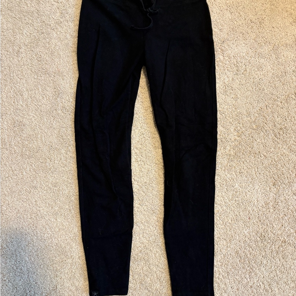 Barefoot Dreams Malibu Collection Black Skinny Pants with Drawstring Waist
